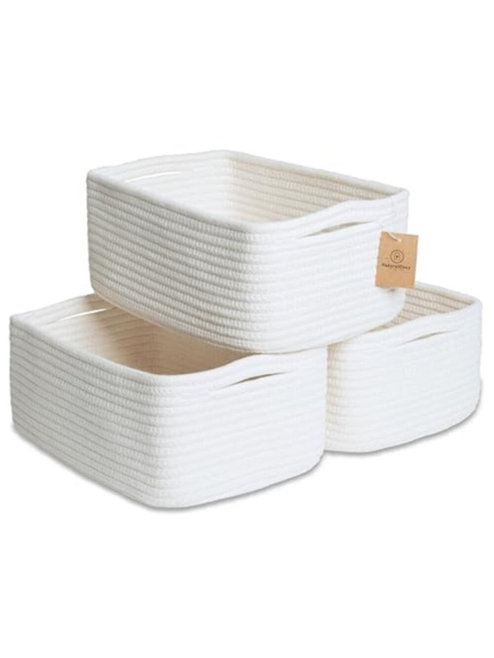 11.8"x8"x4.5โ Storage Baskets for Shelves 3 Pack | Cotton Rope Woven Baskets